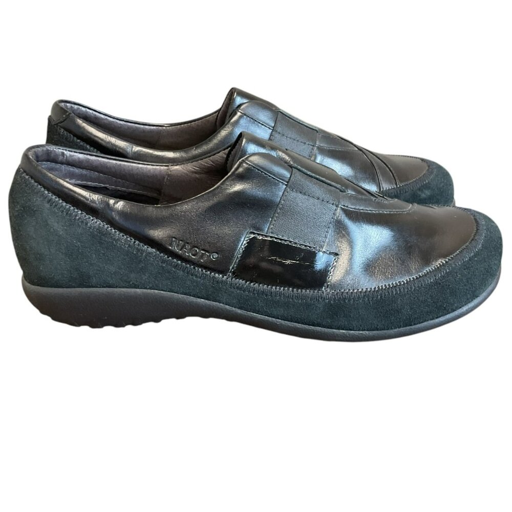 Naot Otago Shoes In Black Size 9 Neutral Preppy Minimalist Slip On Leather